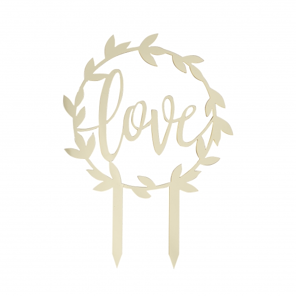 Cake Topper - love - Gold